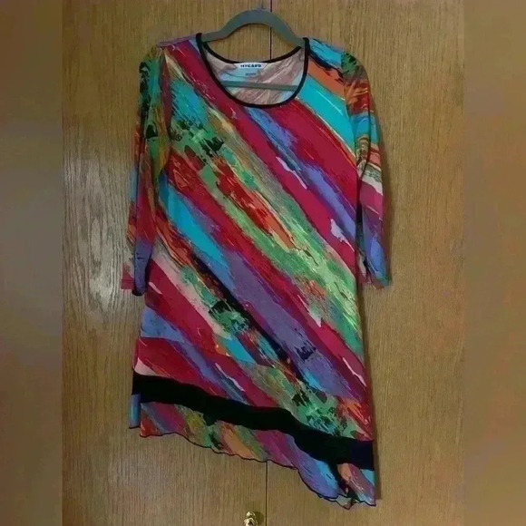 Nygard Asymmetrical Multicolor Tunic Mesh 3/4 sleeve Tunic S - Picture 2 of 8